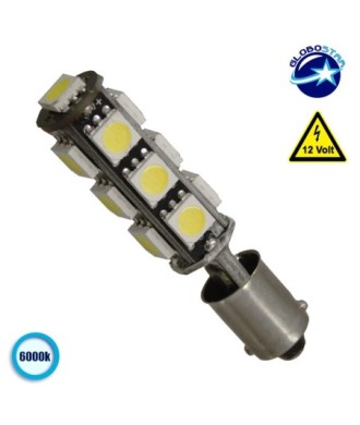 GloboStar® BA9S - T4W 72000  Λάμπα Αυτοκινήτου Can LED Can Bus με 13 SMD 5050 12 Volt 3.84W 312 lm 360° Ψυχρό Λευκό 6000K
